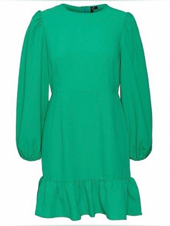 Vero Moda Dresses & Skirts - NWT Vero Moda Curve Plus Dress Sz 16 Pepper Aya Kelly Green Puff Sleeve Ruffle